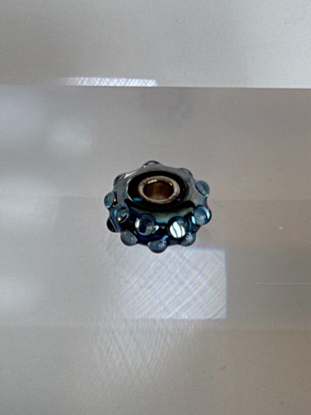 Trollbeads Blue Iridescent Glass Bead with Raised Bubble Dots